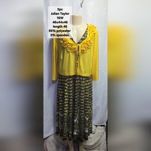 Julian Taylor Yellow and Black Patterned Women's 2pc Dress And Jacket